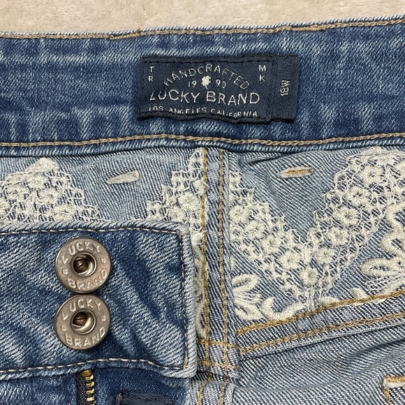 Lucky Brand Emma Crop High Rise Embroidered Denim Jeans Womens Sz 18 - Picture 10 of 12